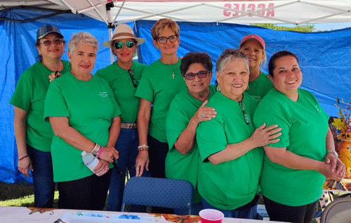 Some of the tireless workers who helped put together the Fall Festival, left to right: Maggie Galloway; Charlene Terrell; Cindy Hanson; Sandy Reese, President of the Church Council; Linda Ovalle; Amelia Ramirez; Jodie Kurtz; Christy Morales -Photo by Karolyn Kinsel