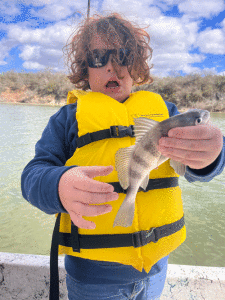 Nine year old Korben Crittenden catches 2 drum in the Victoria Barge Canal.