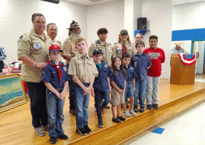 Boy Scout Troop 106 FRONT ROW: Jaxon Smith, Jackson Rieger, Zane Henning, Xyler Quintanilla, Mateo Vallejo, Colton Wade, Jacob Boots BACK ROW: Leslie Shirhall - Cubmaster, Ralph Belter - Committee Chair, Patrick Henley - Commissioner,. Cooper Rodriguez, Cash Shirhall, Rebecca Rodriguez - Scoutmaster. Not Pictured: Kendell Cady, Talen Henson, Zavier Garcia, Christopher Heath 
