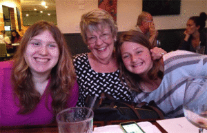 Judy Whitworth with her granddaughters Claire (l) and Ally (r).