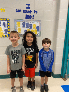 Seadrift Pre-K students, Cole Talbott, Ace Garcia, and Ayven Cunningham, can count to 100!!!