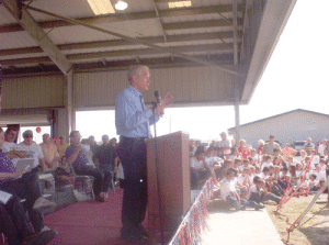 Sept. 2009: Congressman Ron Paul addresses the crowd at Port O’Connor’s Centennial.