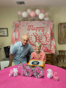 On October 22nd, Emma Jean Dumas celebrated her 100th birthday with   family and friends. Pictured above is Emma Jean with her sun, John.