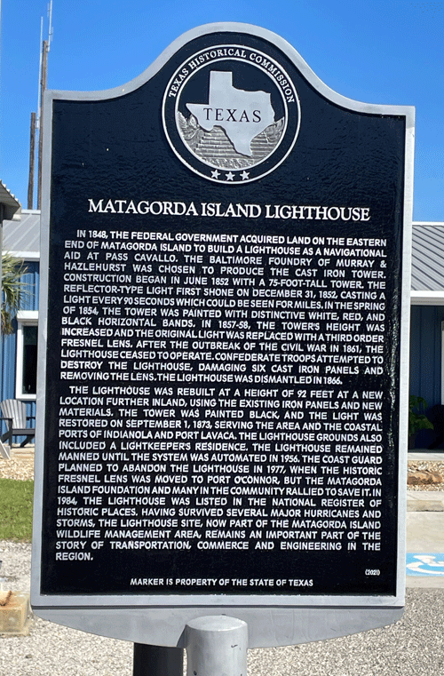Historical Lighthouse Marker at Port O'Connor Library