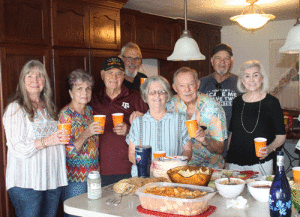 Classmates and spouses L/R Sandie Mooney Patrick, Linda Harper Milligan, Henry Milligan, Mike Mueller (Friend of the Patrick’s), Barbara Gray Reese, Kenneth Reese, John Patrick, Barbara McCown Livine.