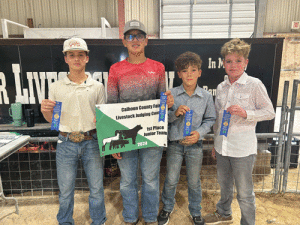 1st place team Livestock Judging -Madden Guevarra, Bryce Sandy, Lane Boyd. Bodie Madden - 1st place Junior Individual