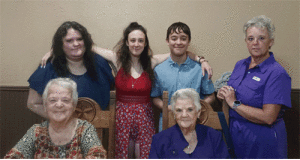 On November 13th Joyce Mullins Gibbs celebrated her 95th birthday with a dinner at Texas Traditions with family and friends. Pictured is Joyce Mullins ?Gibbs in a 5-generation photo: back row - Mary Halford (great-granddaughter), Summer Hyland (great granddaughter, Leon Strickland (great grandson), Michelle Greenis Hykabd (granddaughter). Front row: Rosa Mary Caddell (daughter), Joyce Mullins Gibbs (mother).